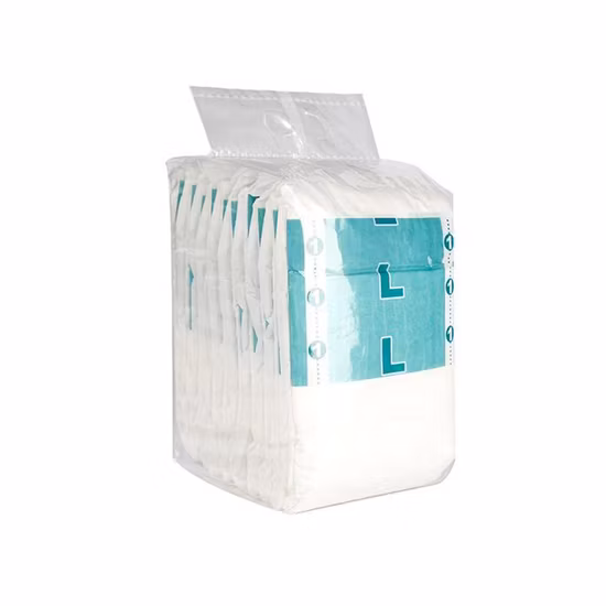 Free Sample High Absorbency Ultra Thin Customized Printed Unisex Disposable Fluff Pulp Leak Protection Adult Diapers with Stick Waist Adjustable