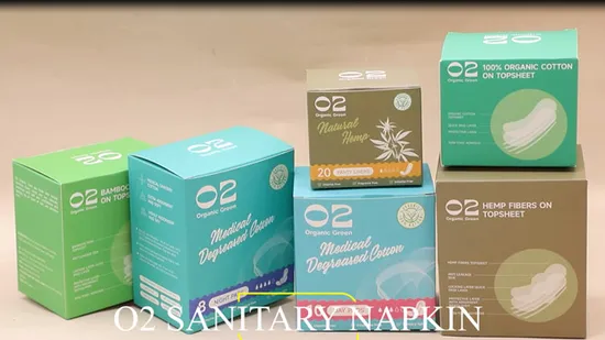 O2 Natural Breathable Dry Bamboo Fiber Premium Feminine Hygiene Products Pad 